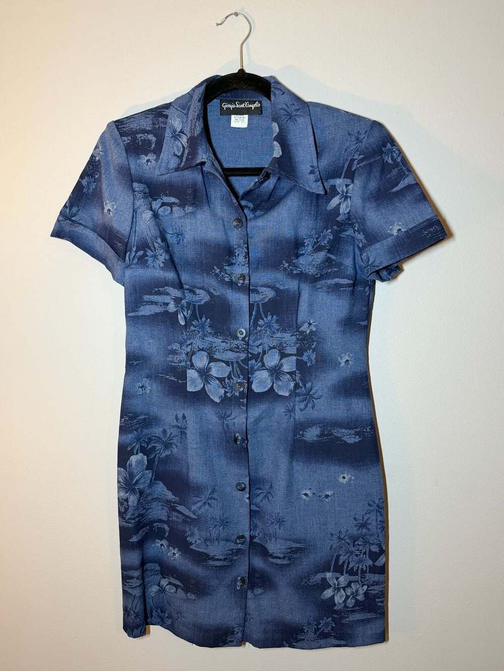 Giorgio Sant'Angelo Vintage Tropical Floral Button Down Mini Dress Size 5/6
